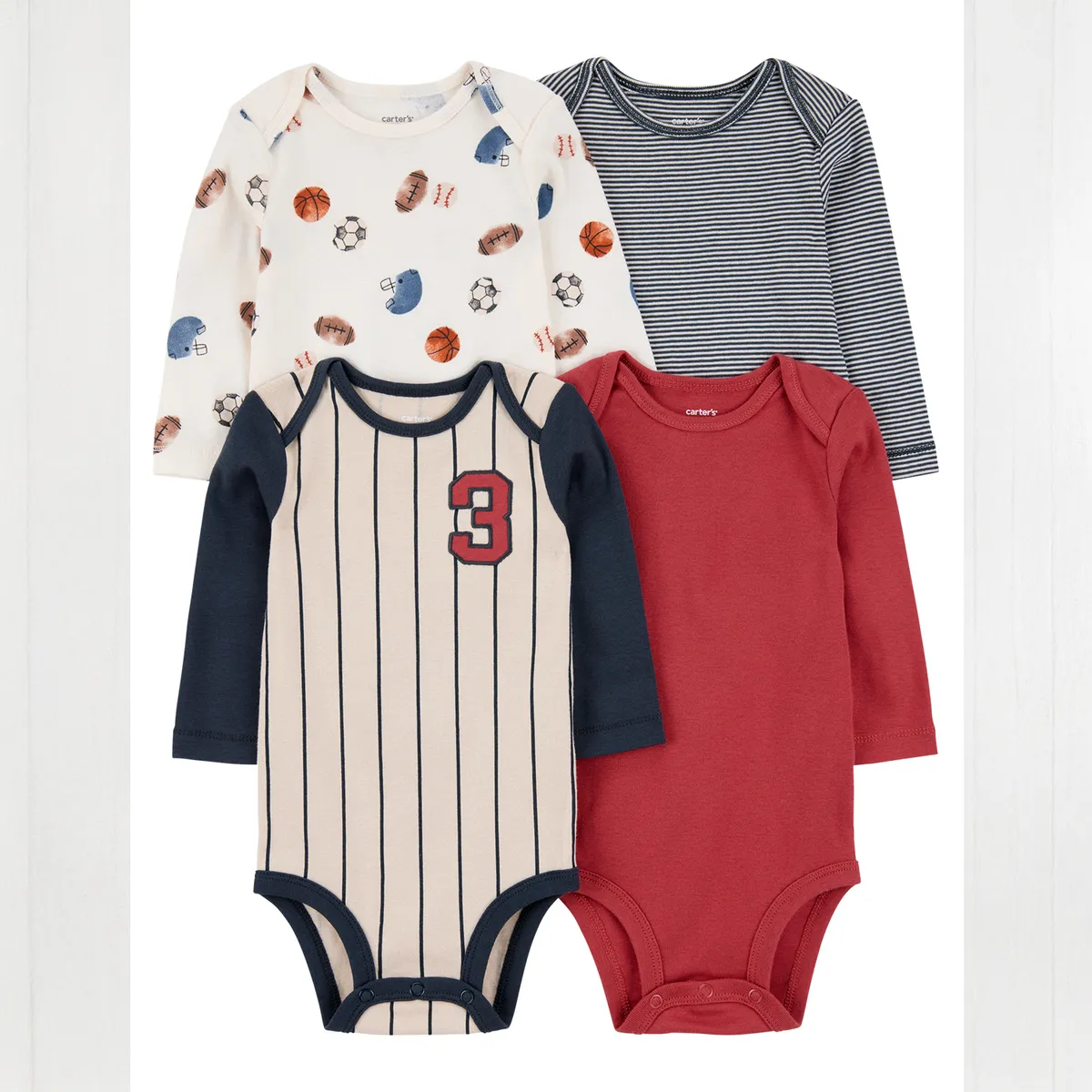 CARTERS - Body Bebé Niño Pack X4 Algodón Carters