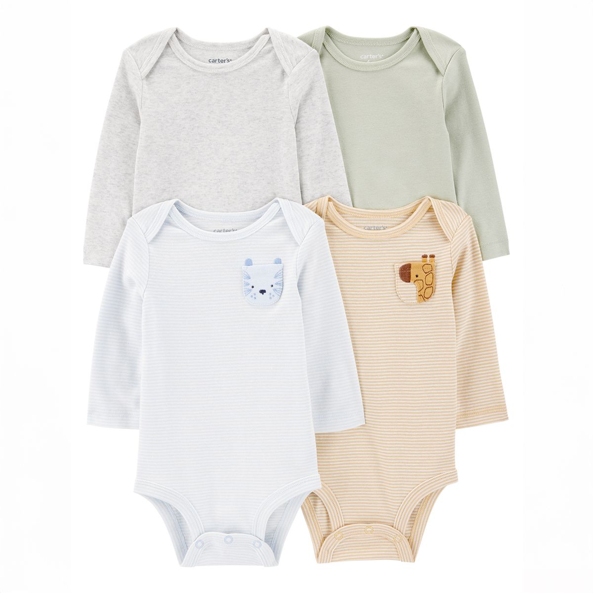 CARTERS - Body Bebé Niño Niña Pack X4 Algodón Carters