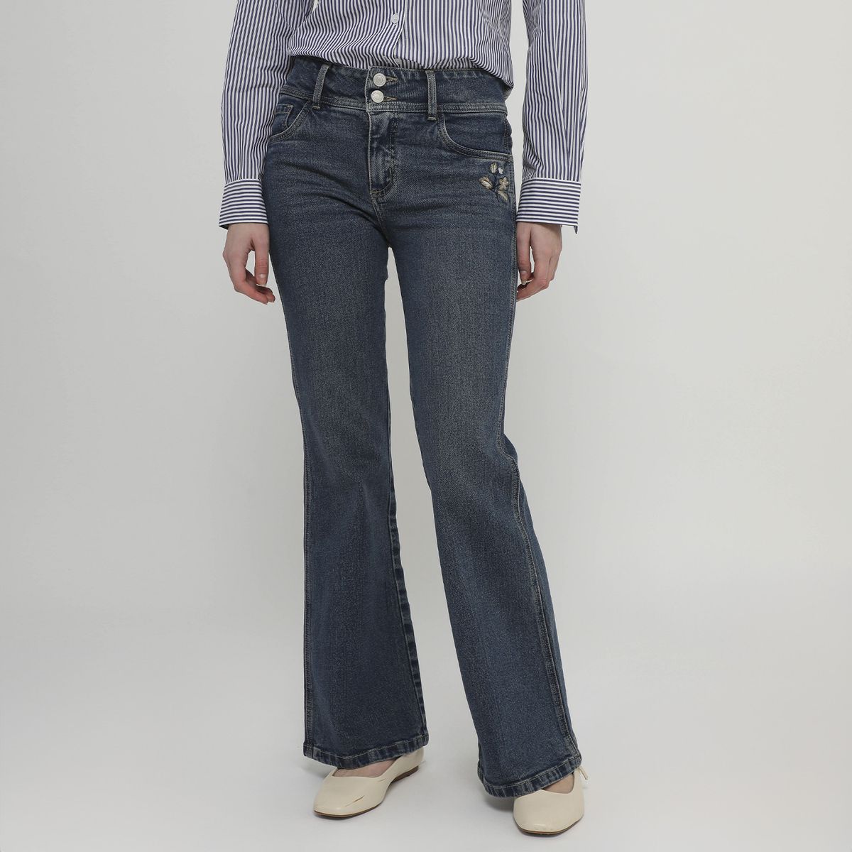 AMERICAN ABBEY - Jean Flare Tiro Medio Mujer American Abbey