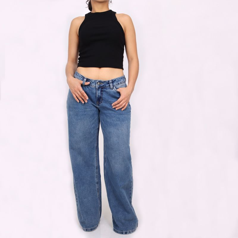 KAYRA POBLET - Jean Wide Leg Tiro Bajo Mujer Kayra Poblet 