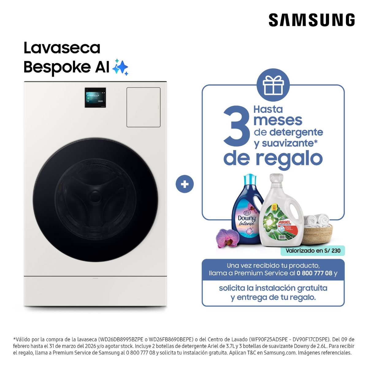 SAMSUNG - Lavaseca Samsung Bespoke Ai Greige 26kg/15kg Wd26fb8690bepe