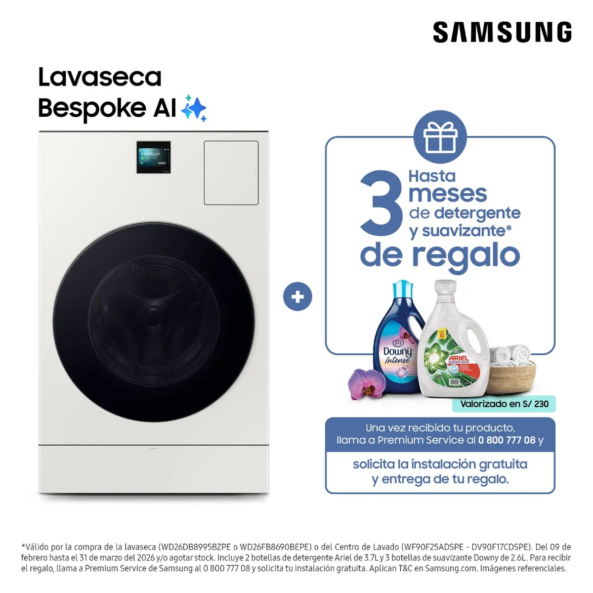 SAMSUNG - Lavaseca Samsung Bespoke Ai Greige 26kg/15kg Wd26fb8690bepe