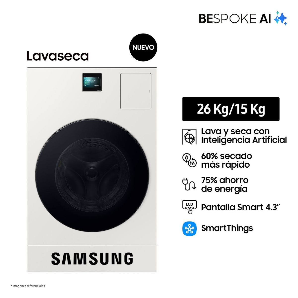 SAMSUNG - Lavaseca Samsung Bespoke Ai Greige 26kg/15kg Wd26fb8690bepe