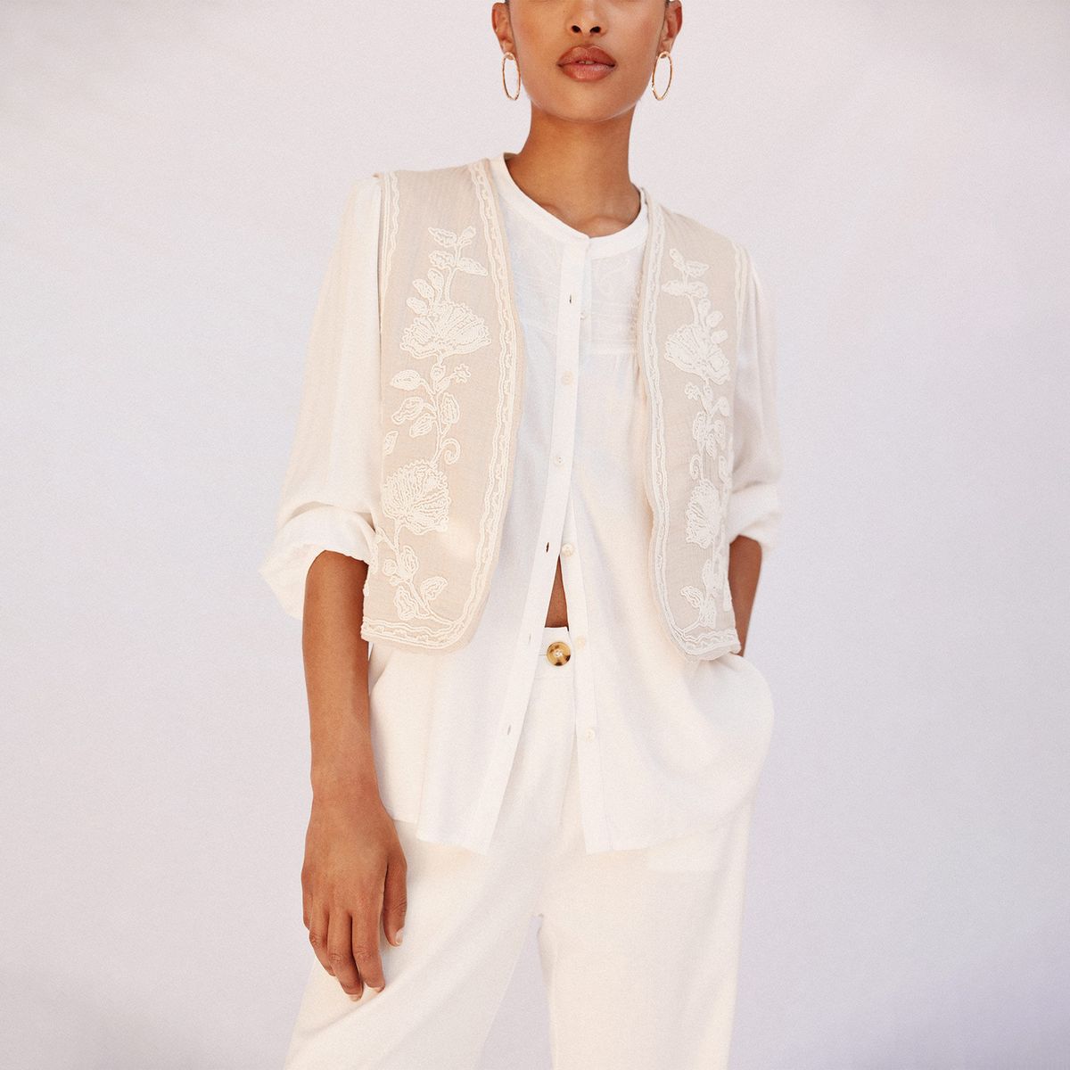 CORTEFIEL - Chaleco Bordados Mujer Cortefiel