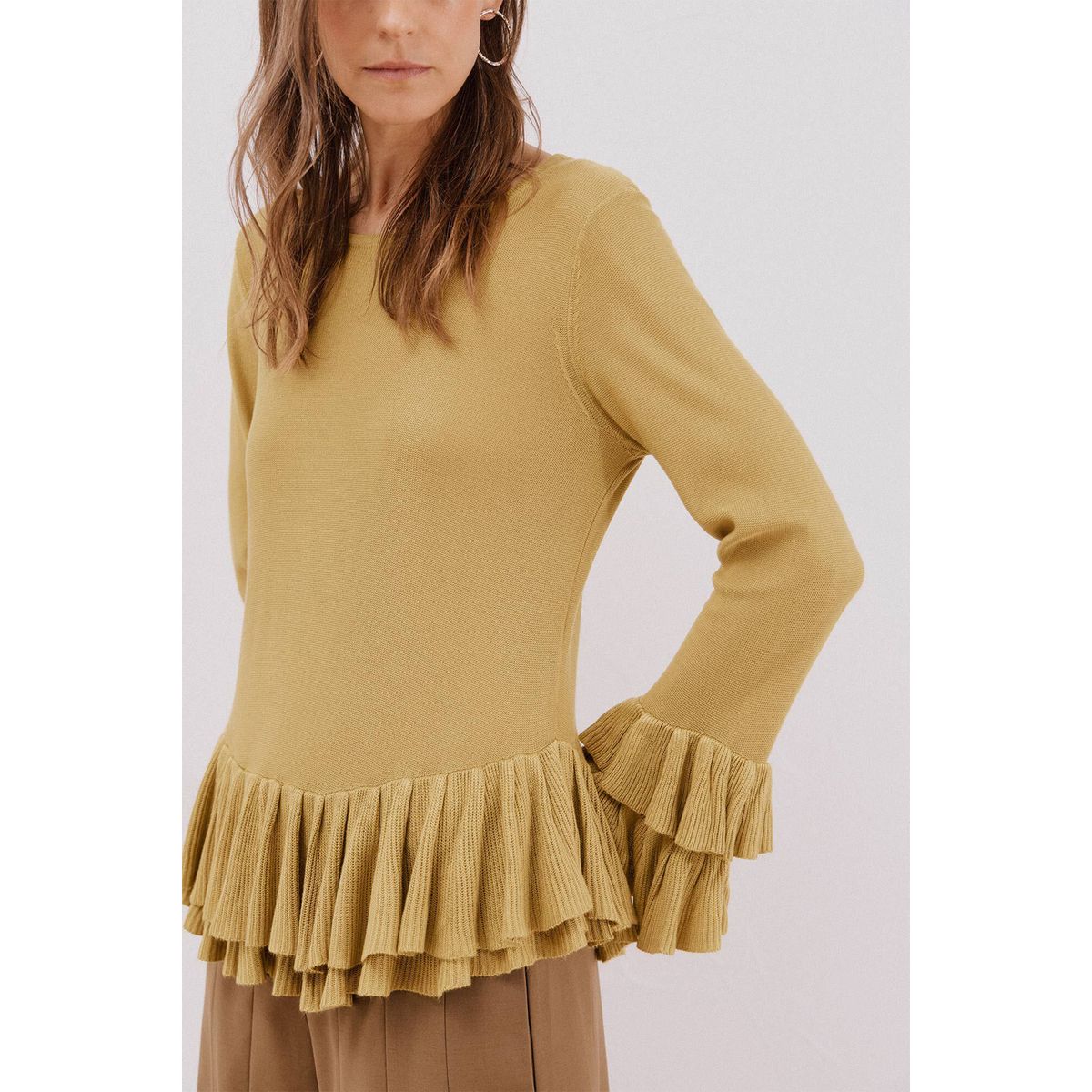 CORTEFIEL - Chompa Volantes Mujer Cortefiel