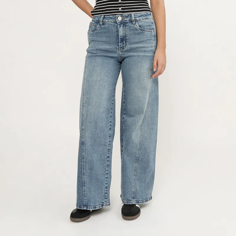 DENIMLAB - Pantalón Wide Leg Tiro Medio Mujer Denimlab