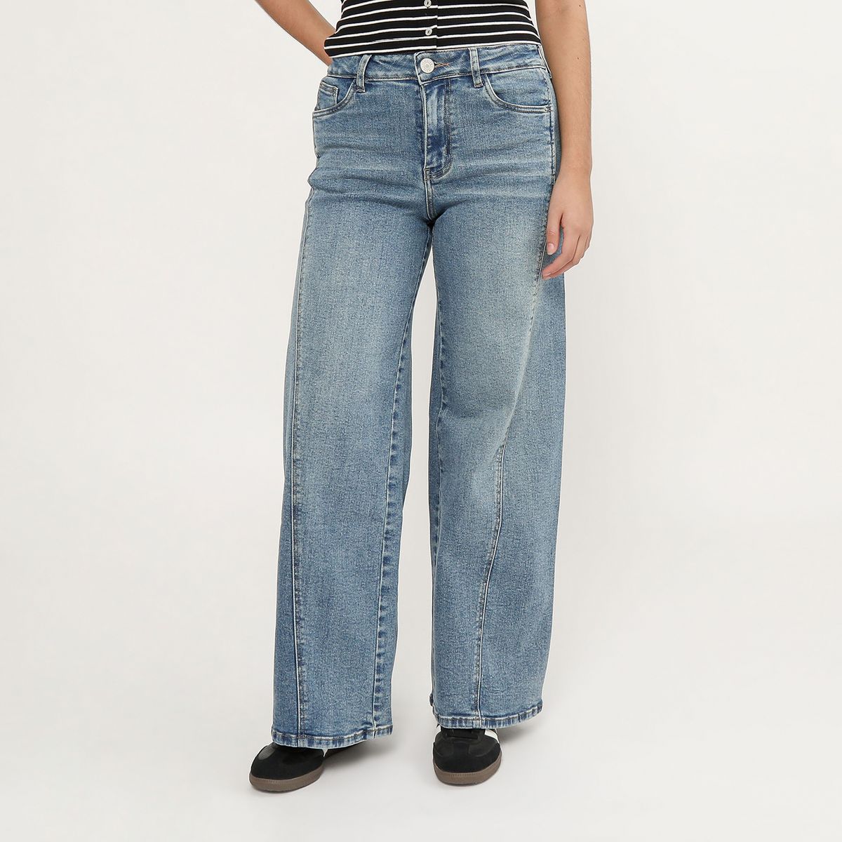 DENIMLAB - Pantalón Wide Leg Tiro Medio Mujer Denimlab
