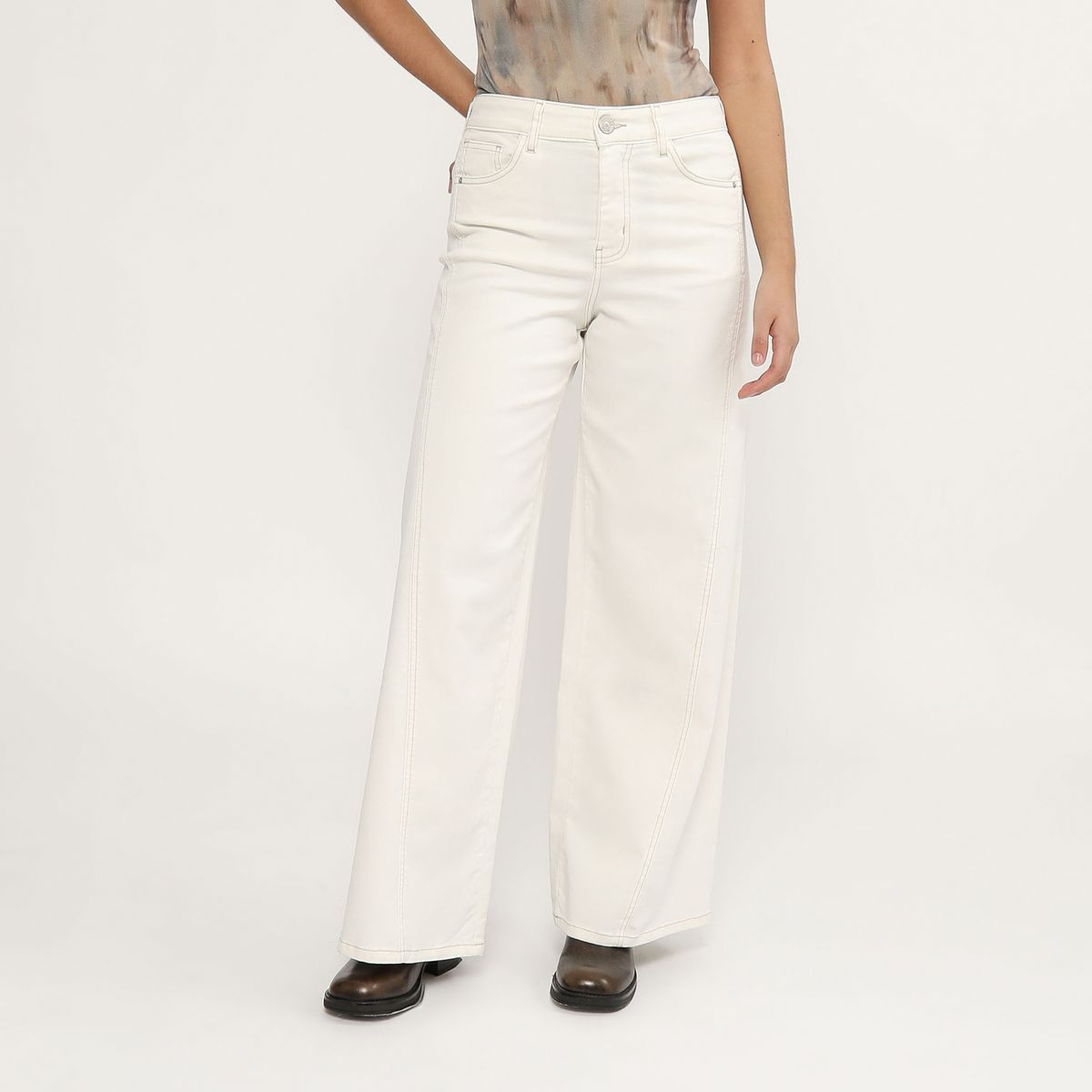 DENIMLAB - Pantalón Wide Leg Tiro Medio Mujer Denimlab
