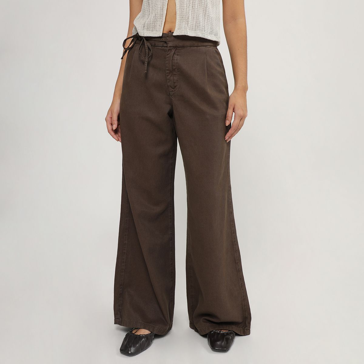 SYBILLA - Pantalón Wide Leg Tiro Alto Mujer Sybilla