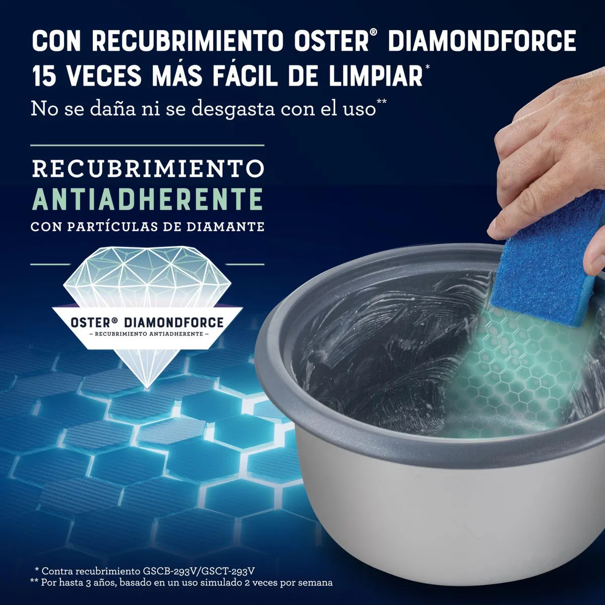 OSTER - Arrocera Oster 15 Tazas Con Recubrimiento Diamondforce Con Función De Sofrito Y Vaporera