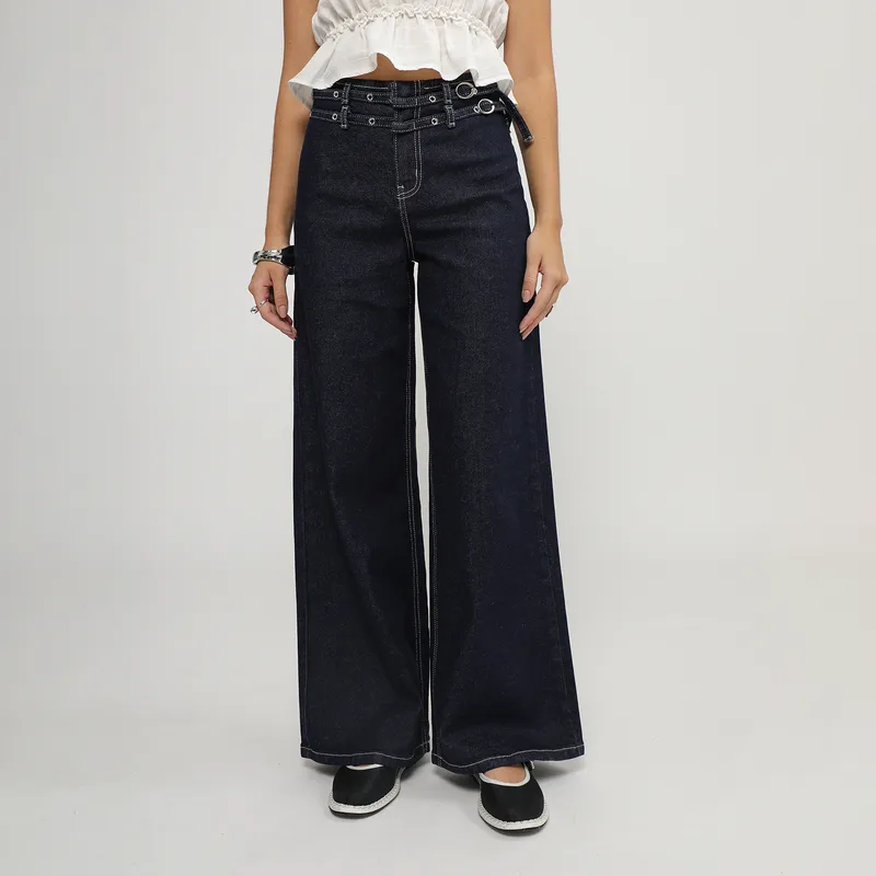 SYBILLA - Jean Wide Leg Tiro Medio Mujer Sybilla