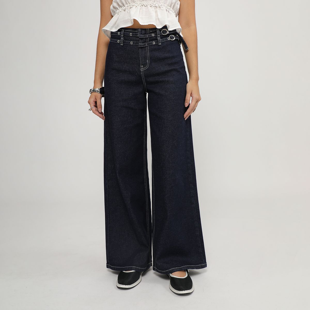 SYBILLA - Jean Wide Leg Tiro Medio Mujer Sybilla