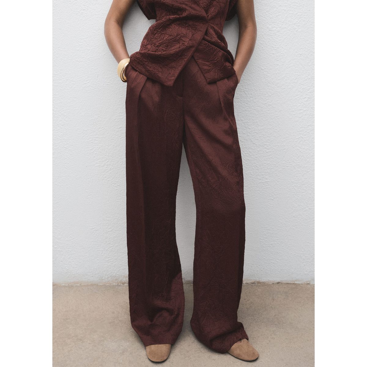 MANGO - Pantalón Straight Tiro Alto Mujer Mango