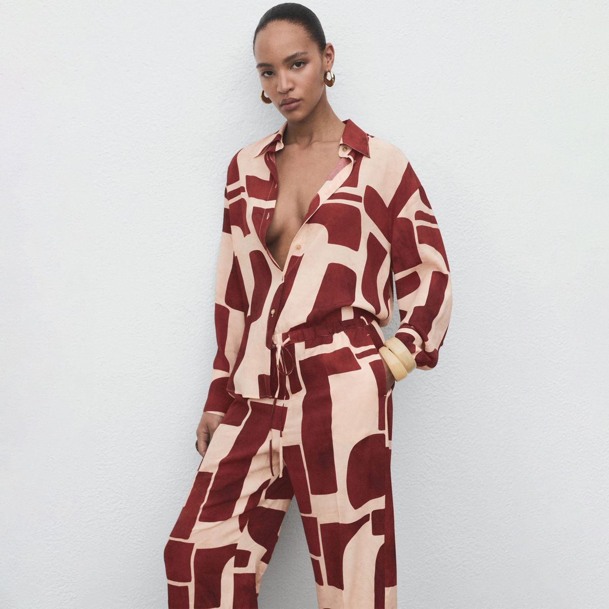 MANGO - Pantalón Straight Tiro Medio Mujer Mango