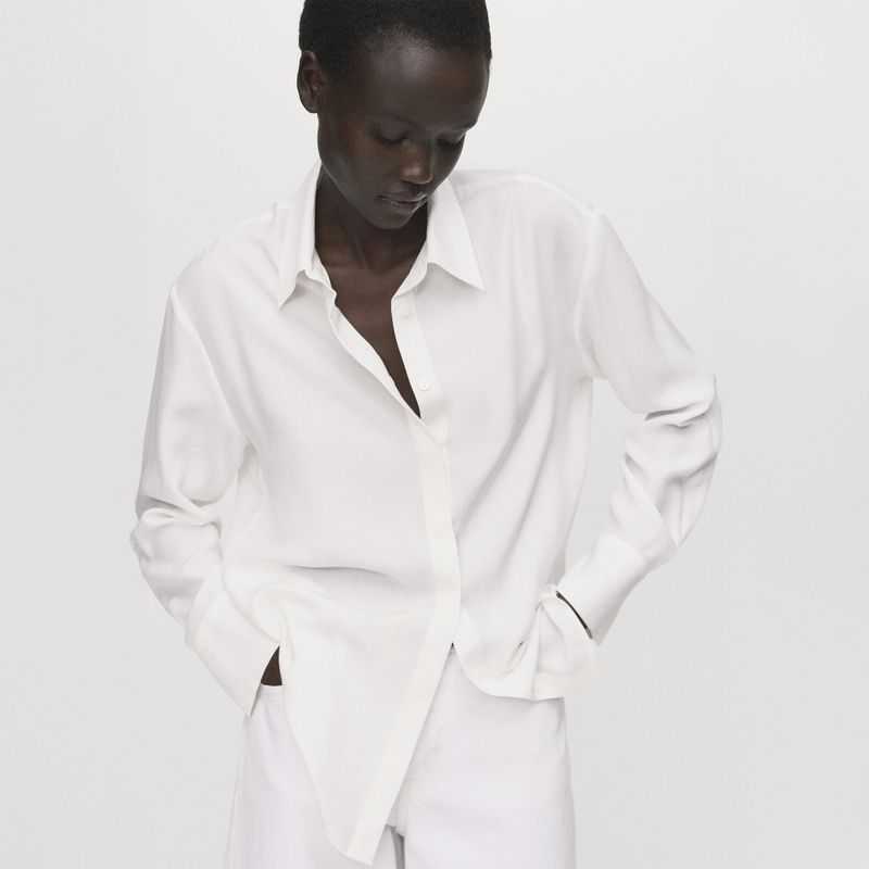 MANGO - Blusa Manga Larga Mujer Mango