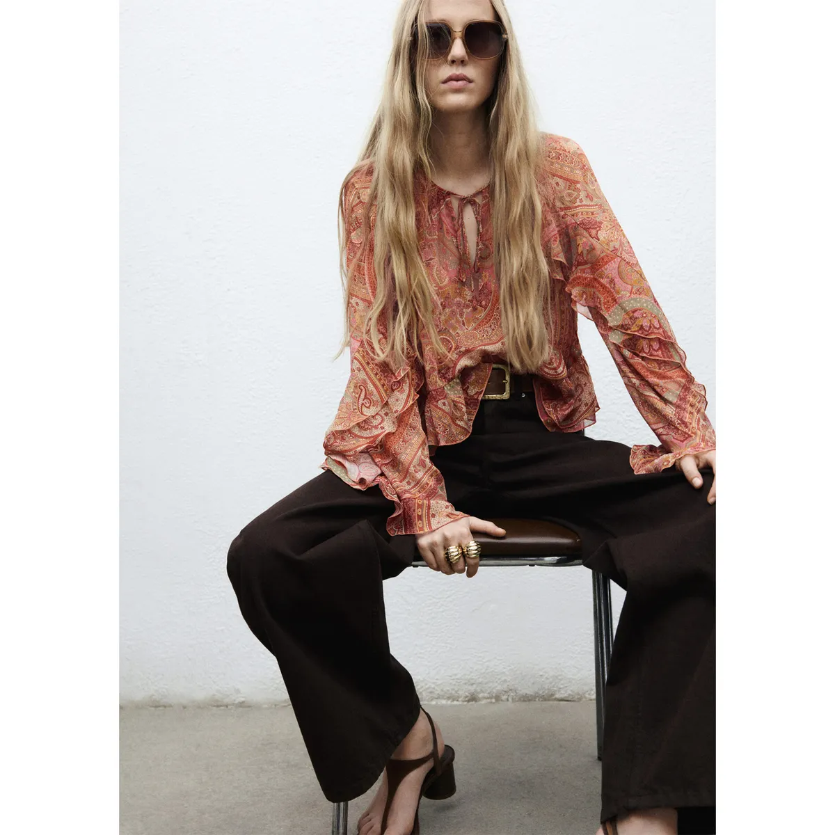 MANGO - Blusa Manga Larga Mujer Mango