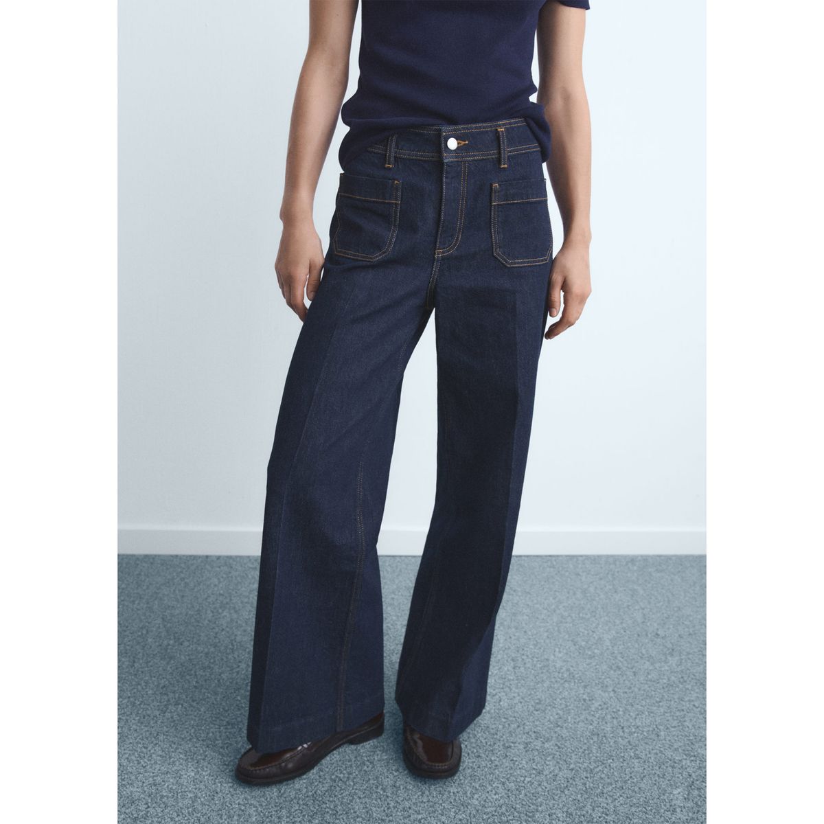 MANGO - Jean Wide Leg Tiro Alto Mujer Mango
