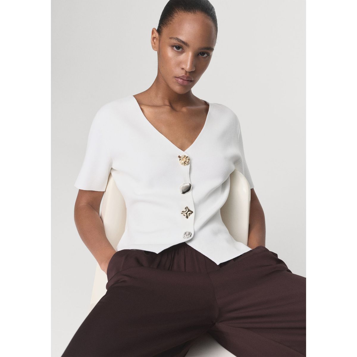 MANGO - Cardigan Cuello En V Mujer Mango