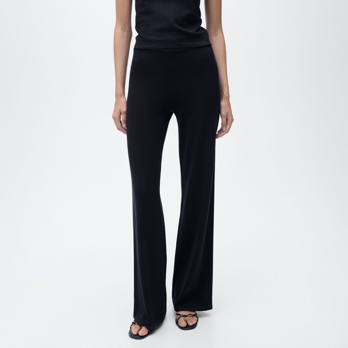 MANGO - Pantalón Wide Leg Tiro Medio Mujer Mango