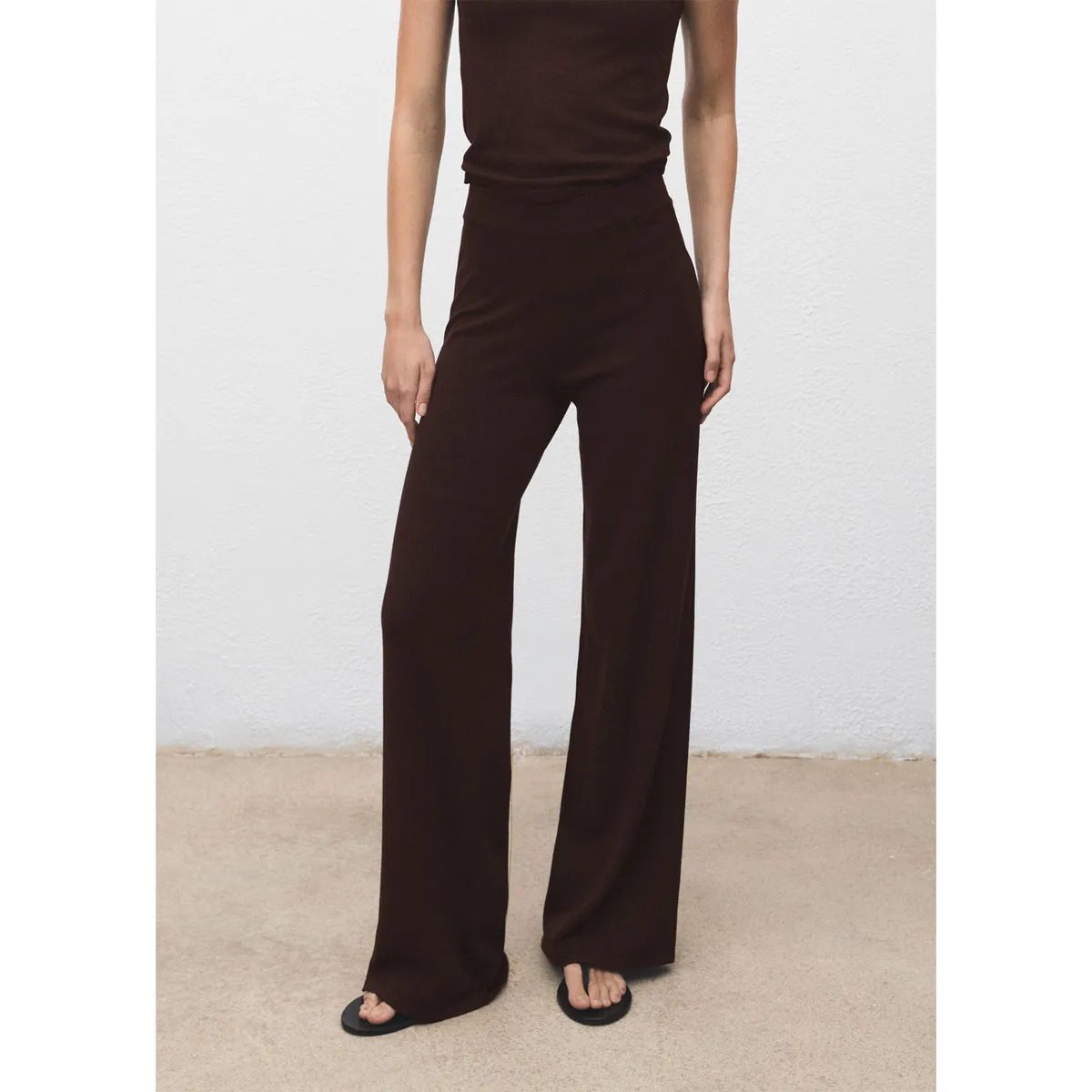 MANGO - Pantalón Wide Leg Tiro Medio Mujer Mango