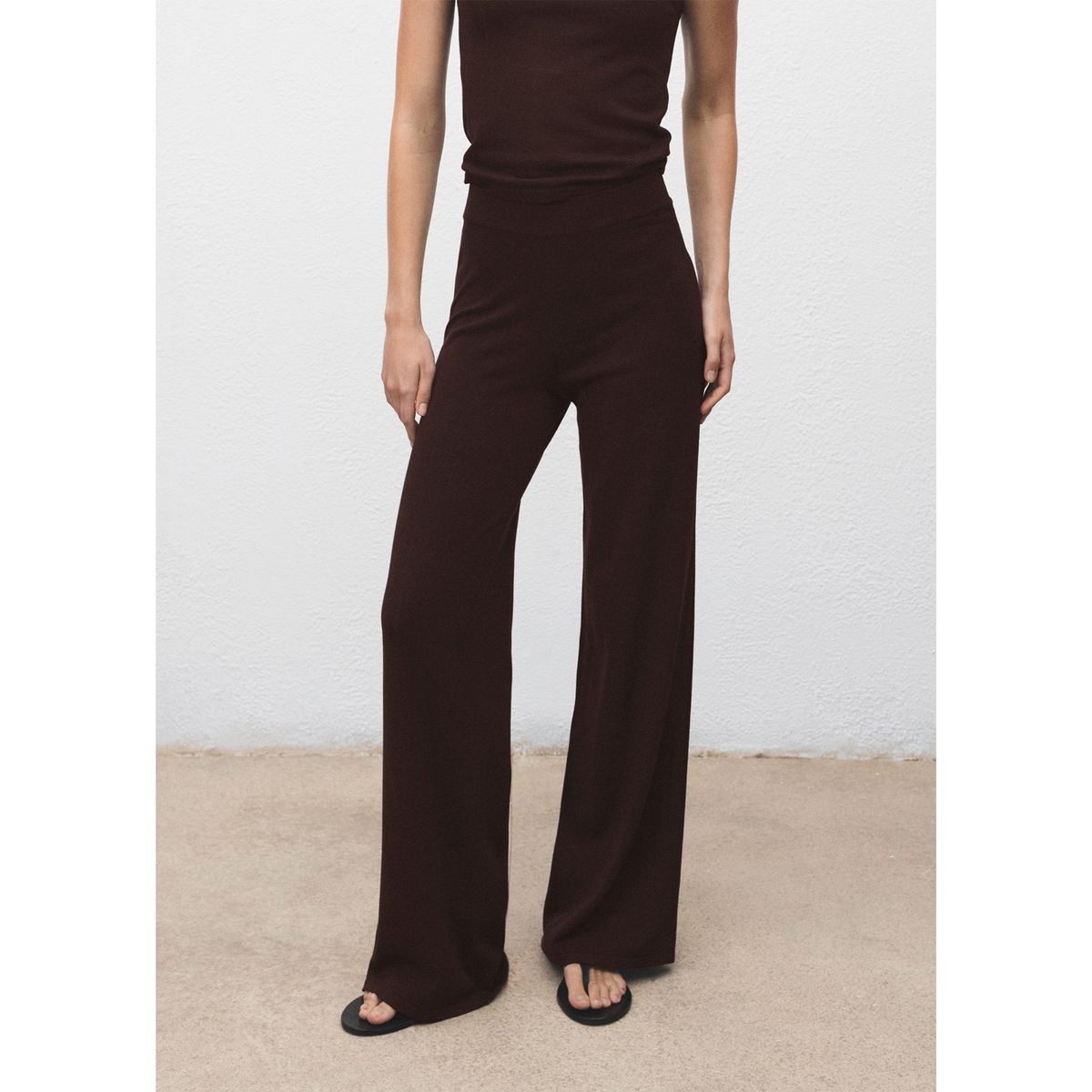 MANGO - Pantalón Wide Leg Tiro Medio Mujer Mango