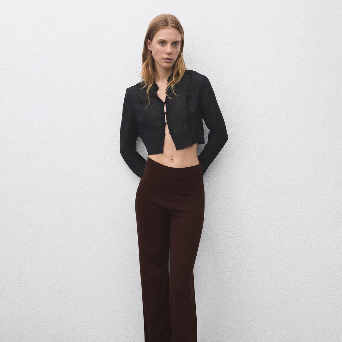 MANGO - Pantalón Wide Leg Tiro Medio Mujer Mango