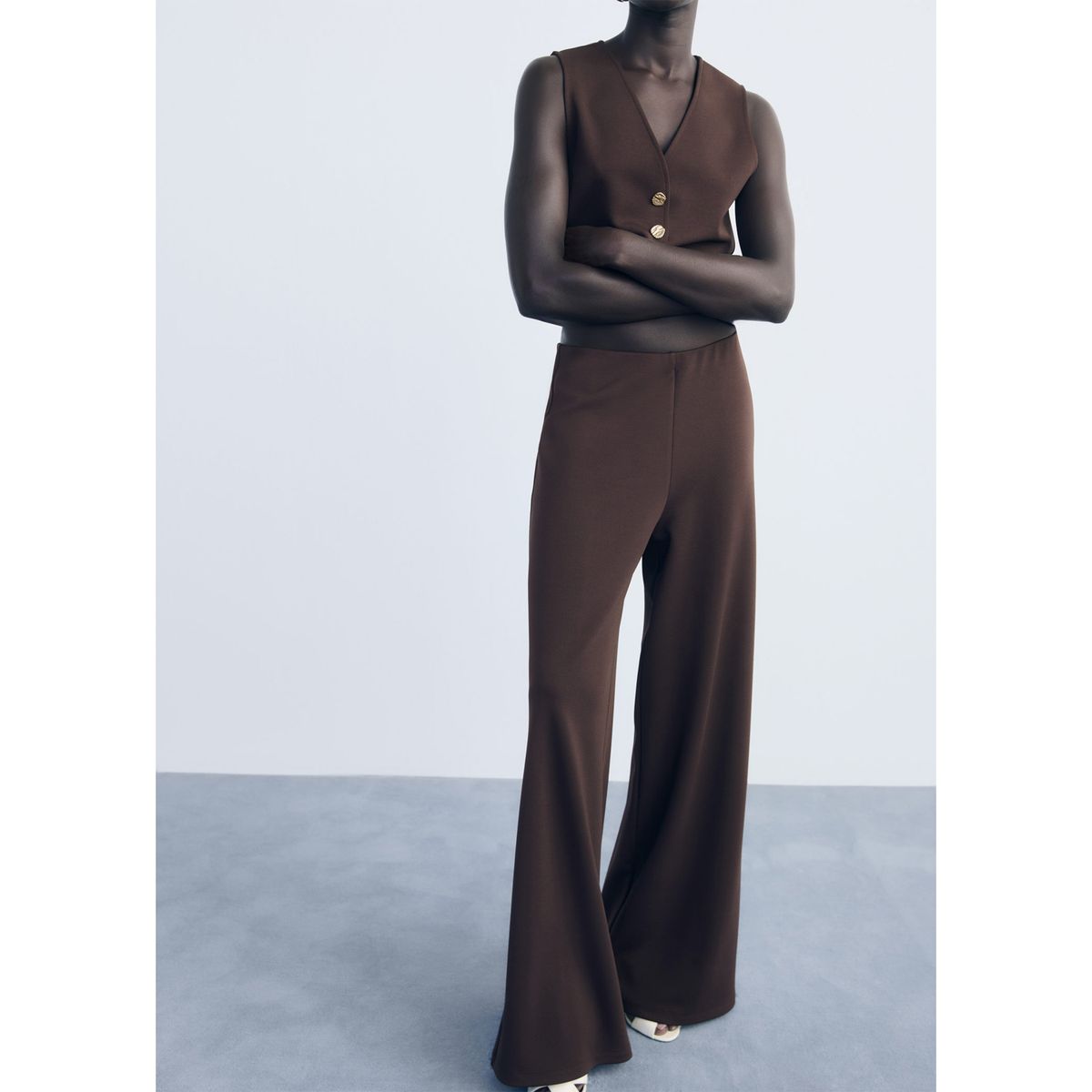 MANGO - Pantalón Wide Leg Tiro Medio Mujer Mango