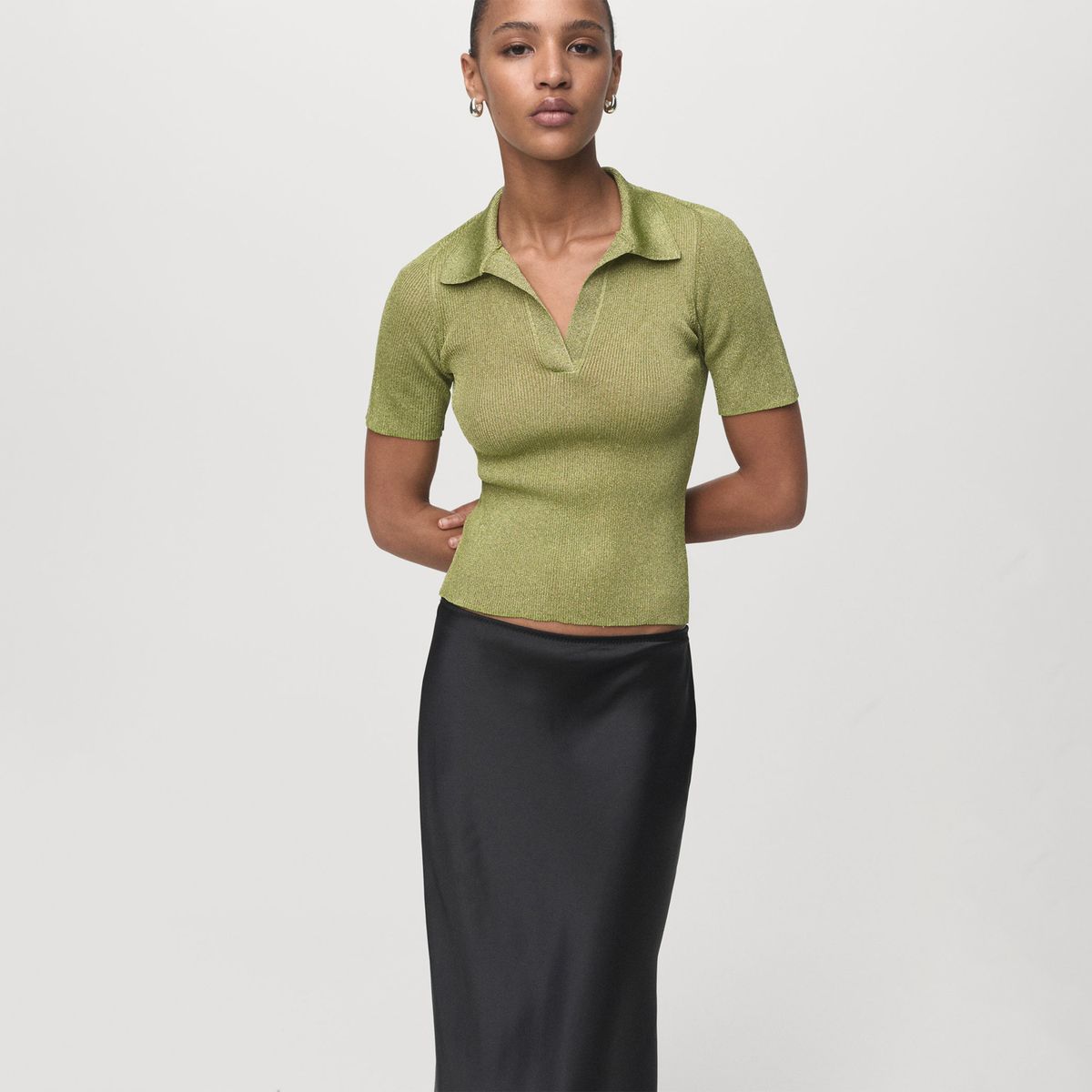 MANGO - Chompa Manga Corta Mujer Mango