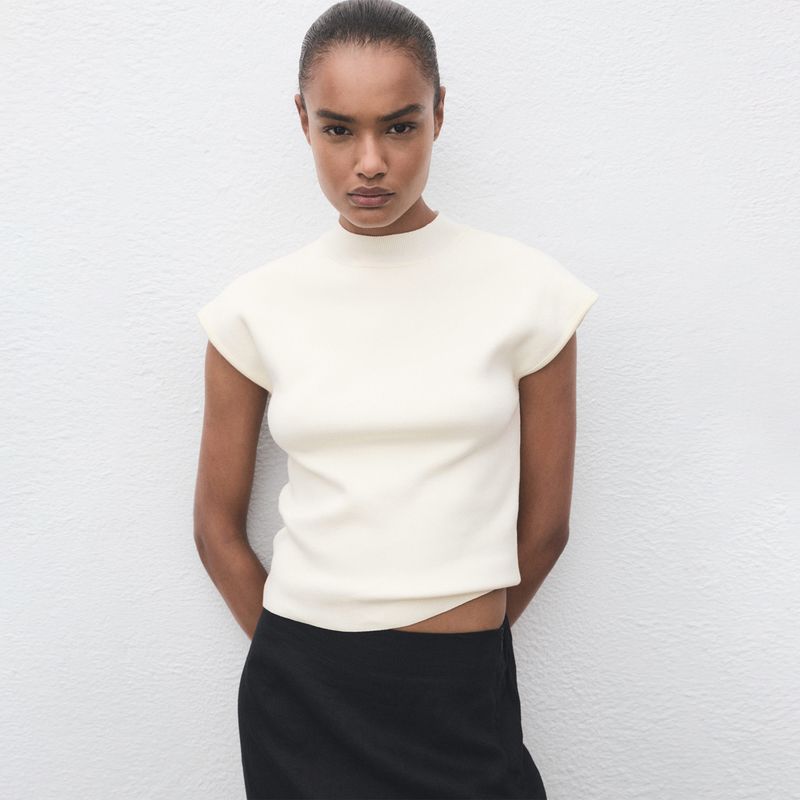 MANGO - Chompa Manga Corta Mujer Mango