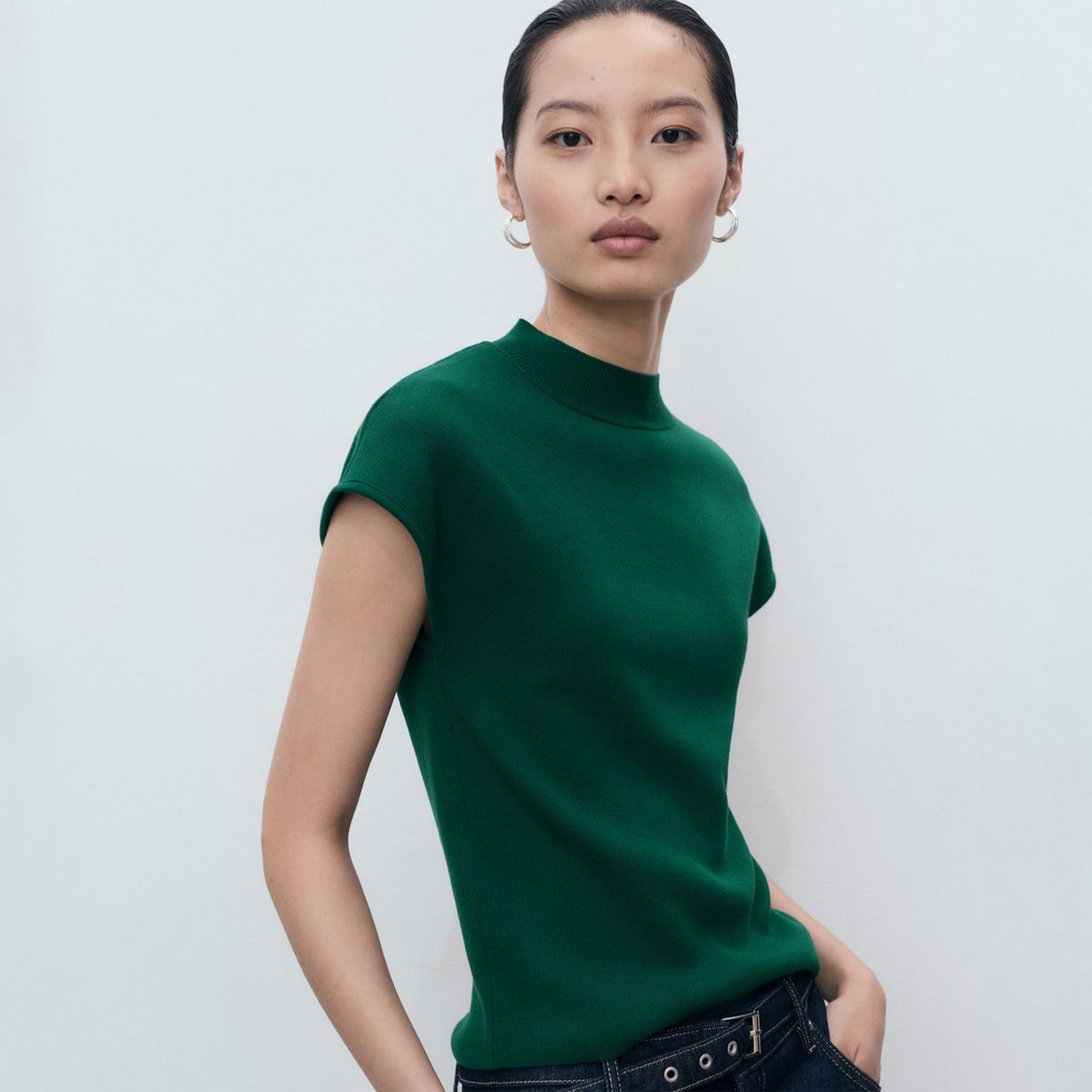 MANGO - Chompa Manga Corta Mujer Mango