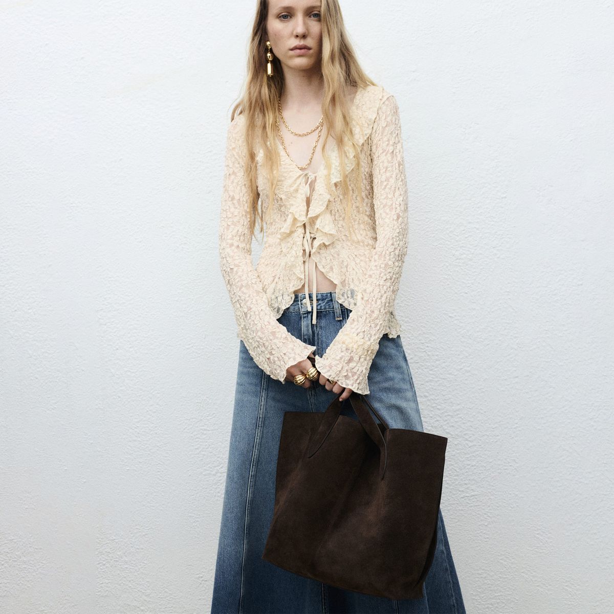 MANGO - Falda Denim Midi Mujer Mango