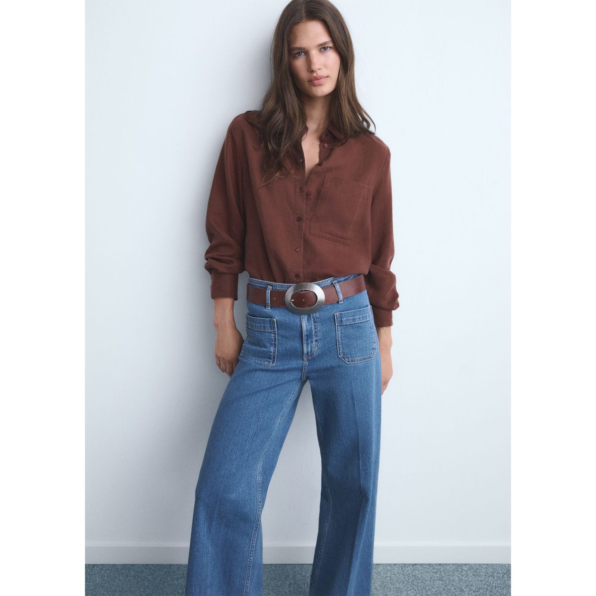 MANGO - Jean Wide Leg Tiro Alto Mujer Mango
