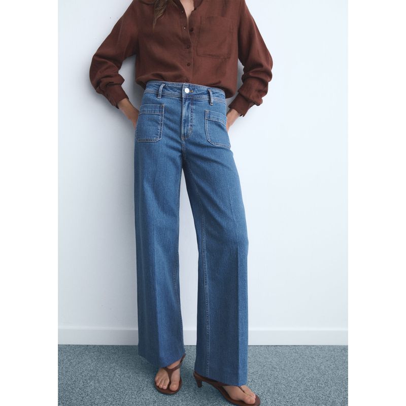 MANGO - Jean Wide Leg Tiro Alto Mujer Mango