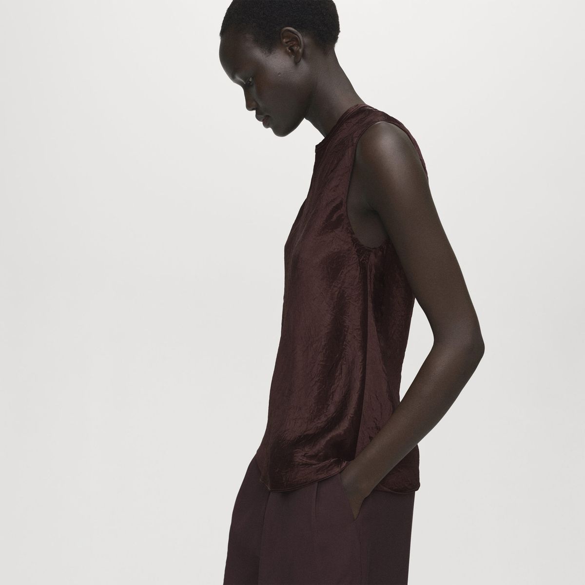 MANGO - Blusa Sin Mangas Mujer Mango