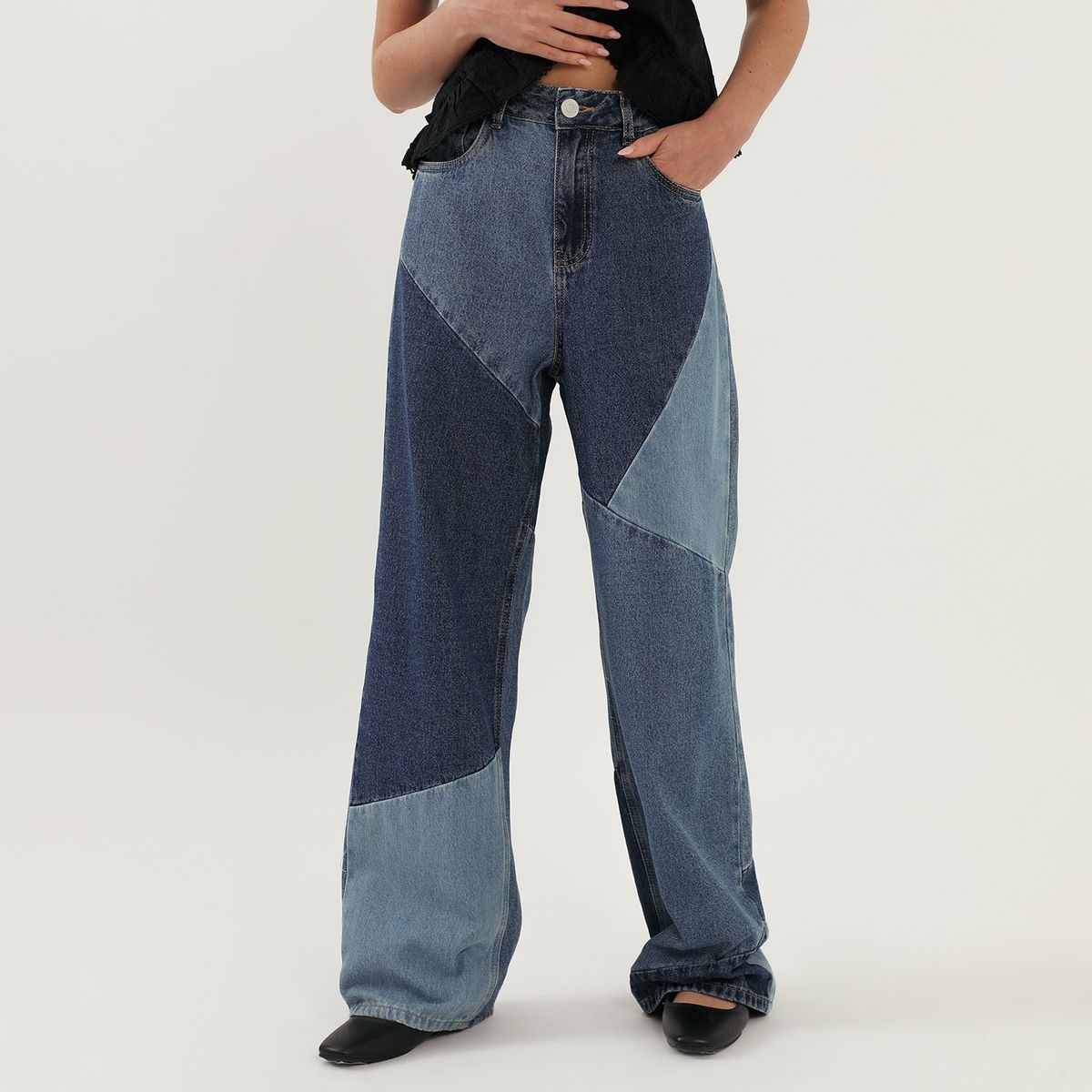 BASEMENT - Pantalón Straight Tiro Medio Mujer Basement