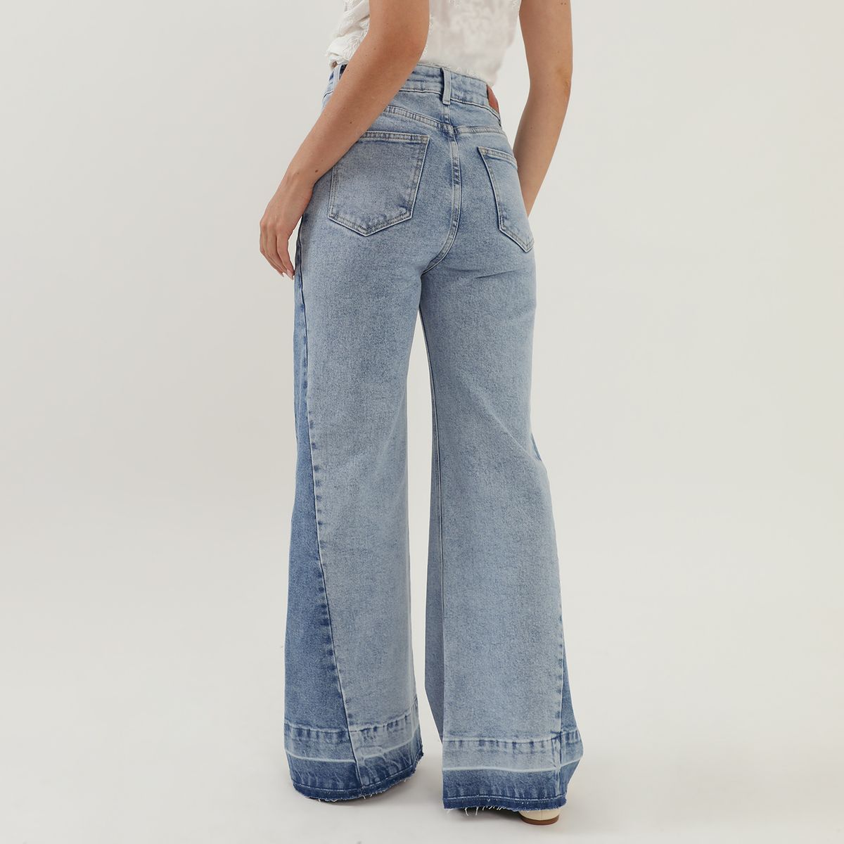 BASEMENT - Pantalón Wide Leg Tiro Alto Mujer Basement