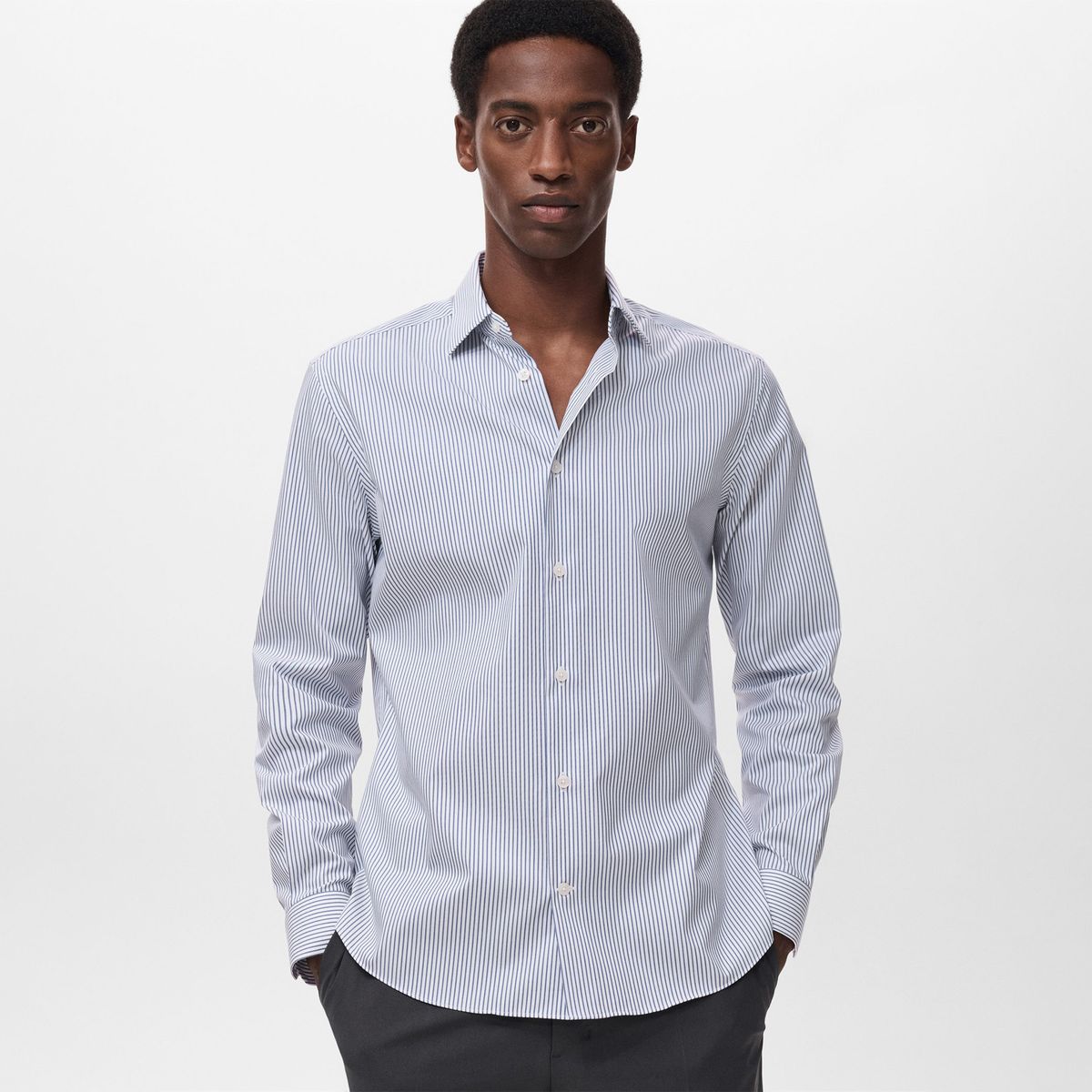 MANGO - Camisa Regular Fit Algodón Rayas Mango Man