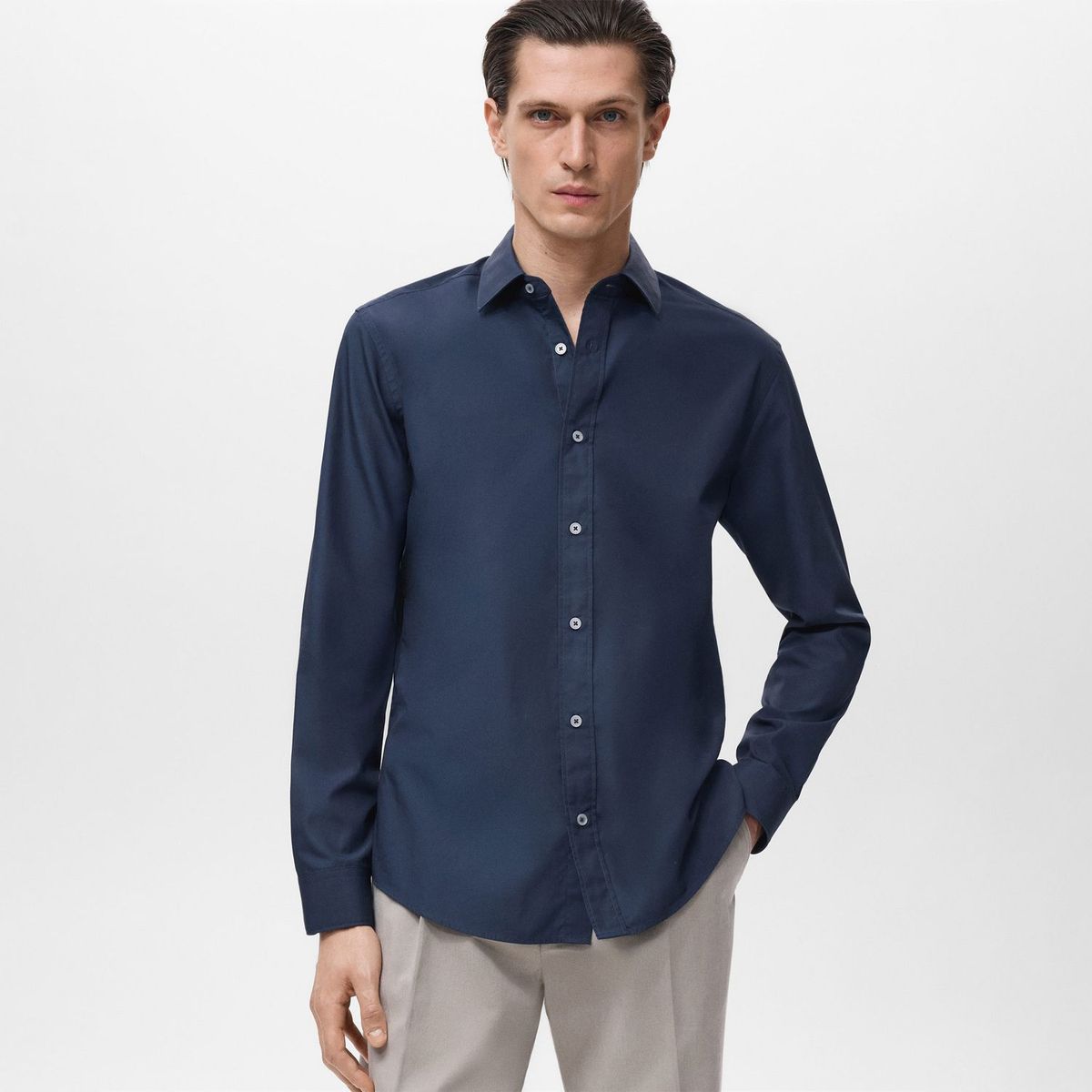 MANGO - Camisa 100% Algodón Regular Fit Mango Man