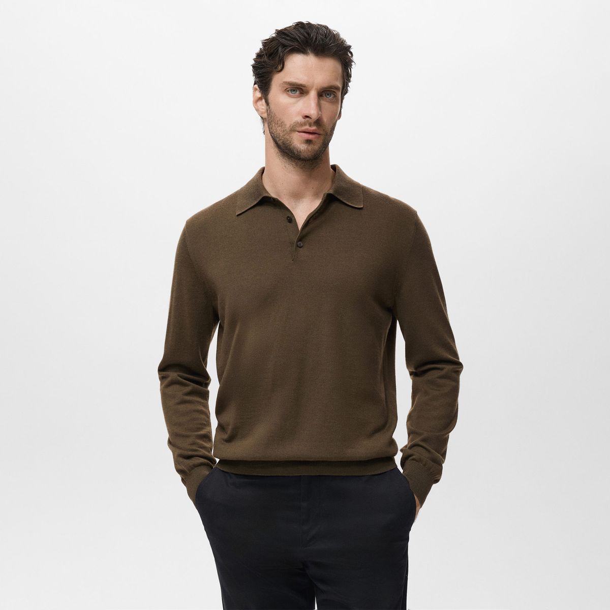 MANGO - Polo Manga Larga Hombre Mango
