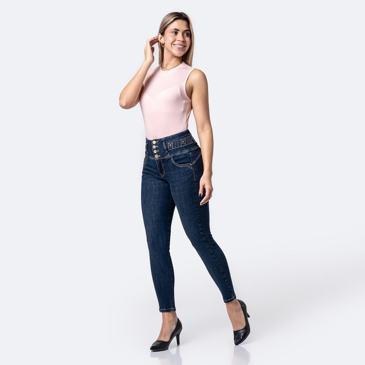 PIONIER - Jean Skinny Mujer Tiro Alto Pionier 