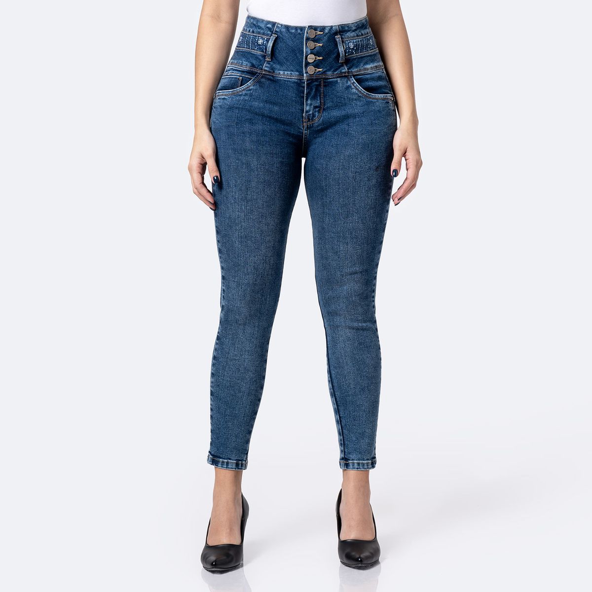 PIONIER - Jean Skinny Mujer Tiro Alto Pionier 