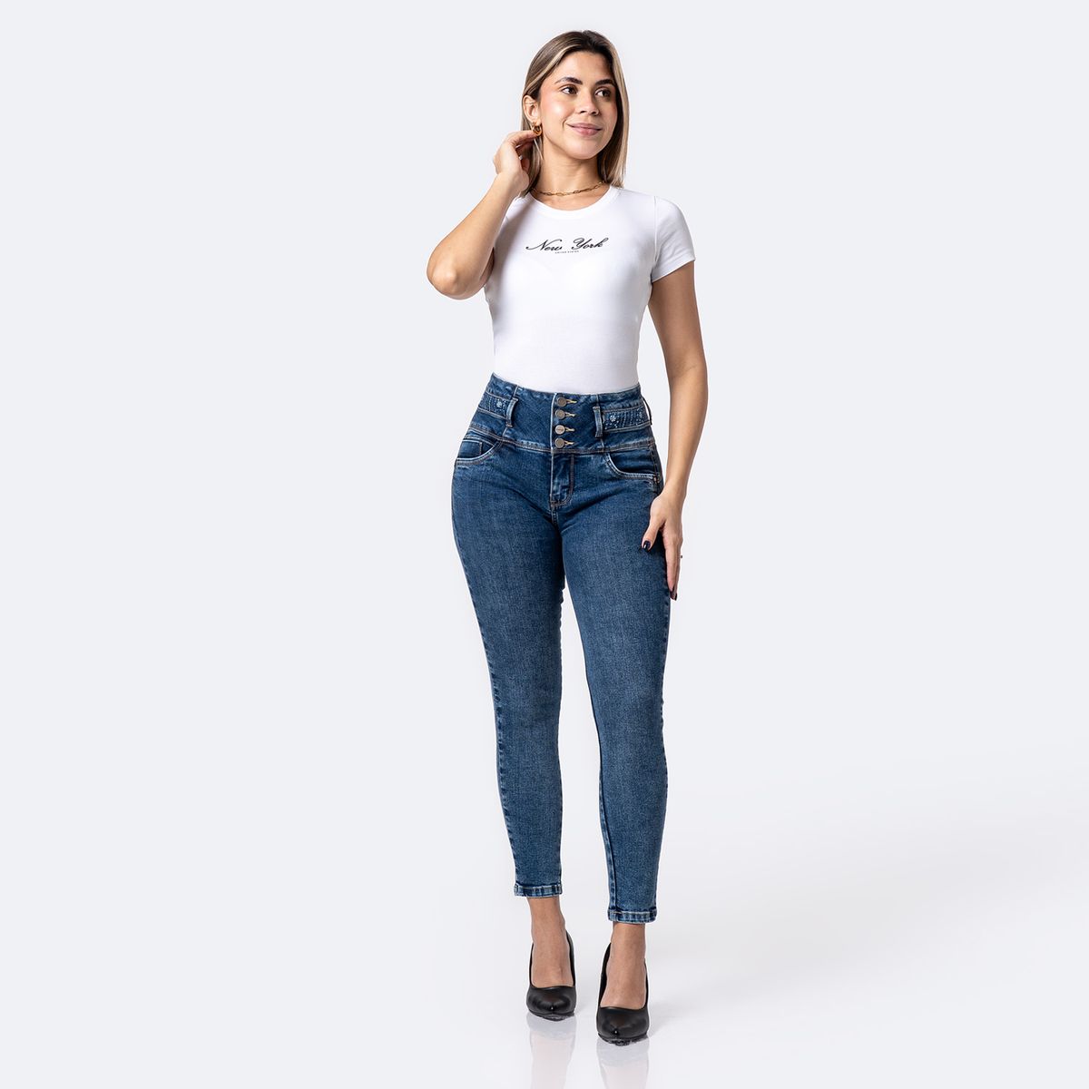 PIONIER - Jean Skinny Mujer Tiro Alto Pionier 