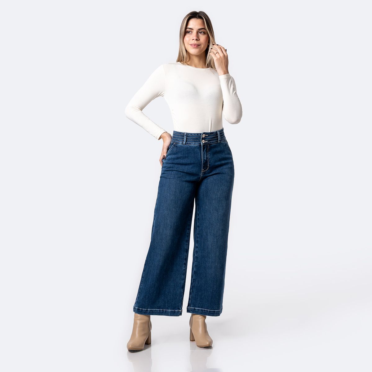 PIONIER - Jean Wide Leg Tiro Alto Mujer  Pionier 