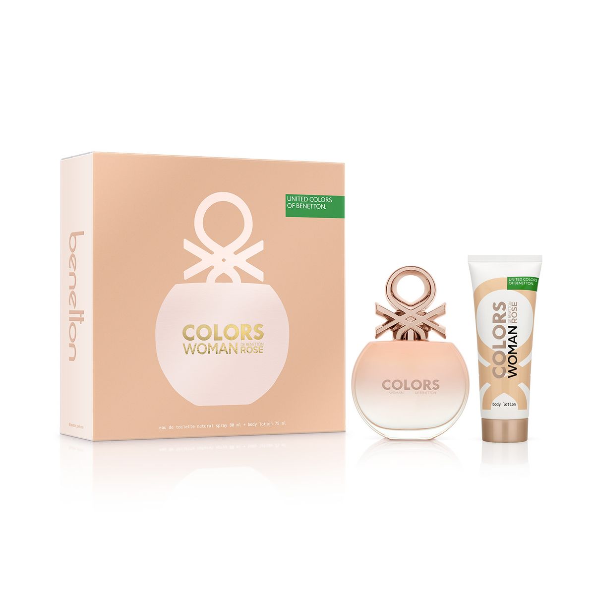 BENETTON - Set Benetton Colors Rose Edt 80ml + Body Lotion 75ml
