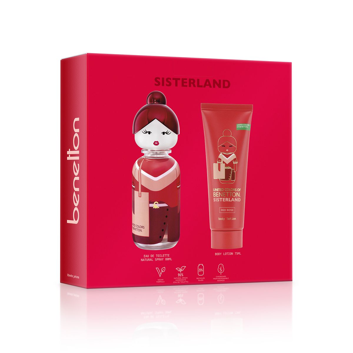 BENETTON - Set Benetton Sisterland Red Rose Edt 80ml + Body Lotion 75ml