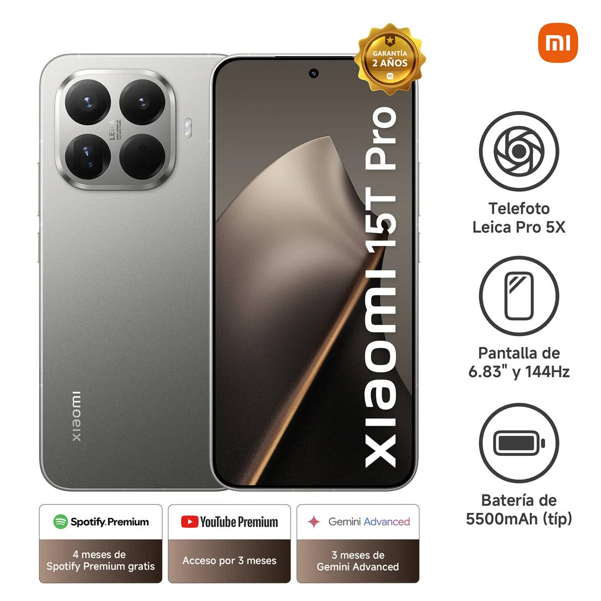 XIAOMI - Celular Xiaomi 15t Pro  12gb + 512gb Gris