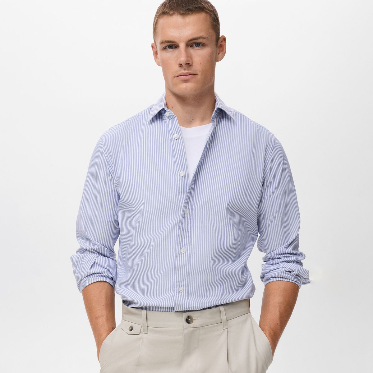 MANGO - Camisa 100% Algodón Rayas Kodak Man