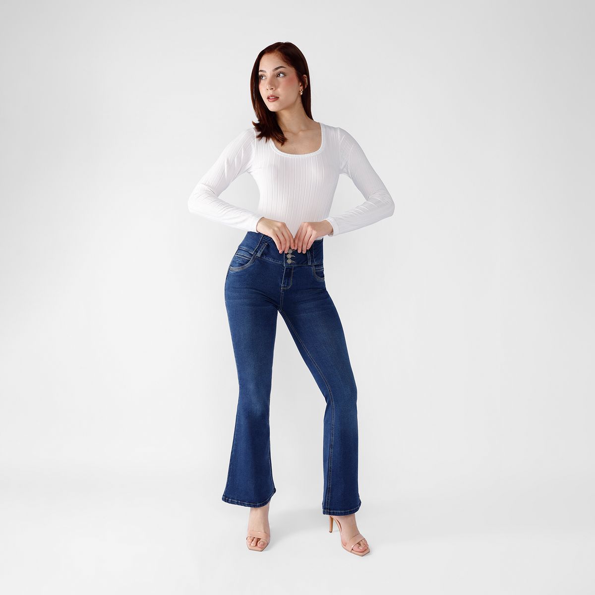 KANSAS - Jean Flare Tiro Alto Mujer Kansas