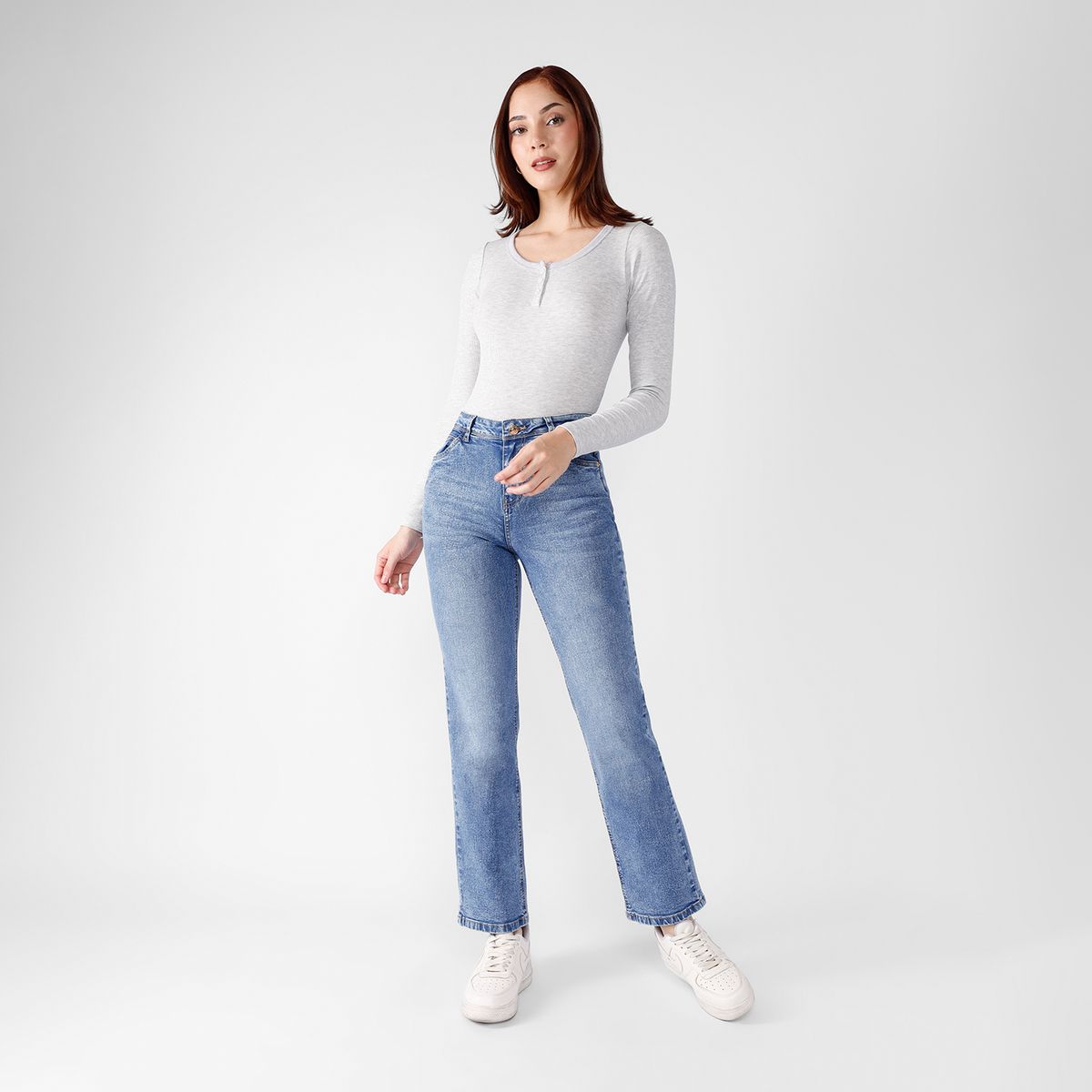 KANSAS - Jean Straight Tiro Alto Mujer Kansas