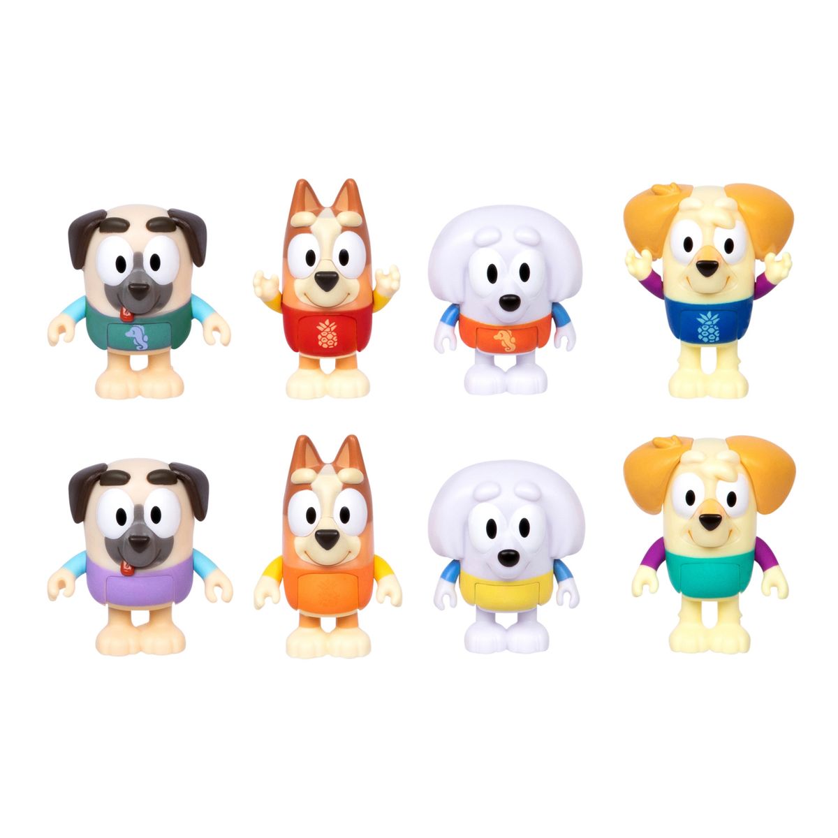 BLUEY - Figuras Parque Acuatico Bingo y Sus Amigos Cambio de Color Pack X4 Bluey